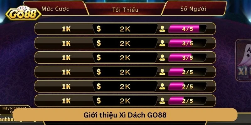 Hướng dẫn chơi Xì Dách GO88